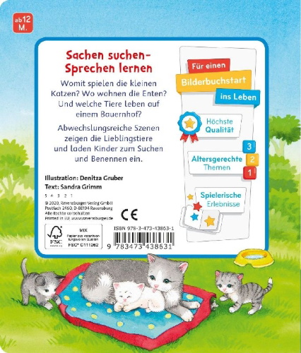 Buchcover und Innenansicht für das Buch: Mein erstes Sachen suchen: Meine Lieblingstiere