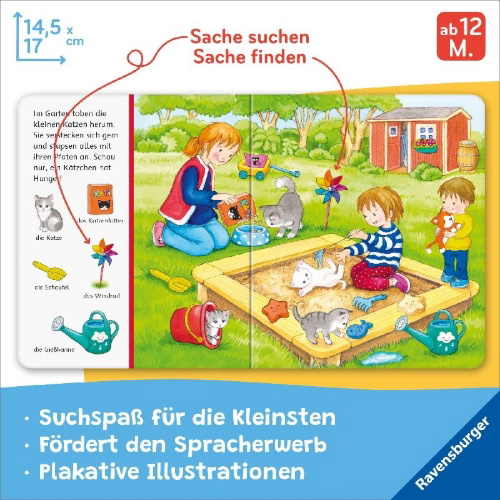 Buchcover und Innenansicht für das Buch: Mein erstes Sachen suchen: Meine Lieblingstiere