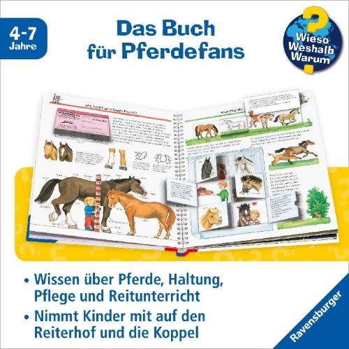 Buchcover und Innenansicht für das Buch: Wieso? Weshalb? Warum?, Band 21: Alles über Pferde und Ponys