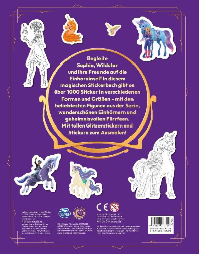 Buchcover und Innenansicht für das Buch: Unicorn Academy: 1001 Sticker