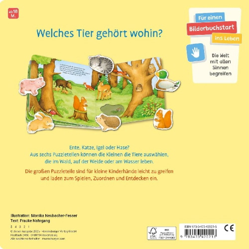 Buchcover und Innenansicht für das Buch: Mein liebstes Puzzle-Spielbuch - Tiere