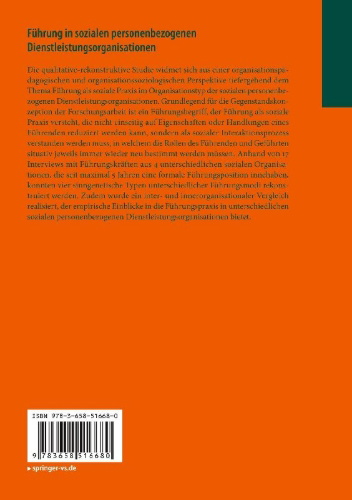 Buchcover und Innenansicht für das Buch: Führung in sozialen personenbezogenen Dienstleistungsorganisationen