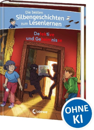 Buchcover und Innenansicht für das Buch: Die besten Silbengeschichten zum Lesenlernen - Detektive und Geheimnisse