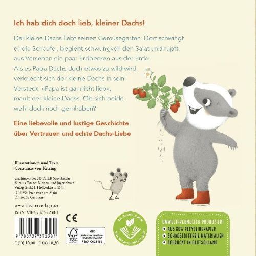 Buchcover und Innenansicht für das Buch: "Ich hab dich lieb", sagt der kleine Dachs