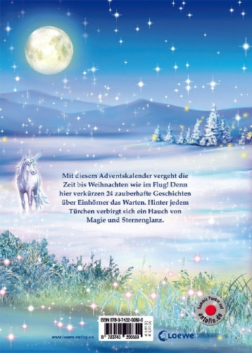 Buchcover und Innenansicht für das Buch: Mein Adventskalender mit 24 Einhorngeschichten