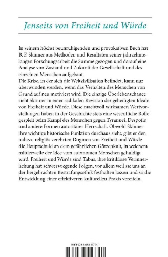Buchcover und Innenansicht für das Buch: Jenseits von Freiheit und Würde