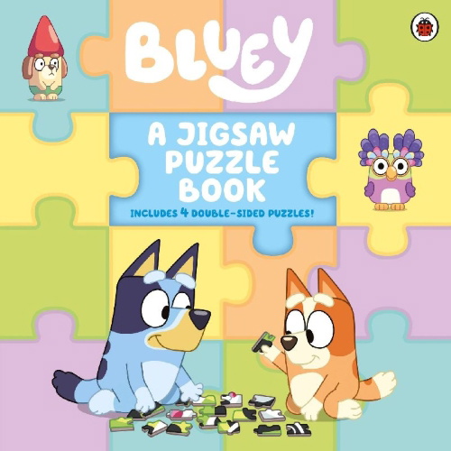 Buchcover und Innenansicht für das Buch: Bluey: A Jigsaw Puzzle Book