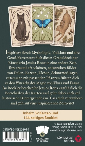Buchcover und Innenansicht für das Buch: Woodland Wardens: 52 Orakelkarten mit Booklet