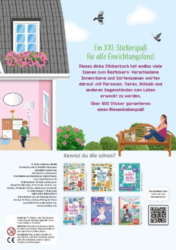Buchcover und Innenansicht für das Buch: Das superdicke Stickerheft - Mein Traumhaus