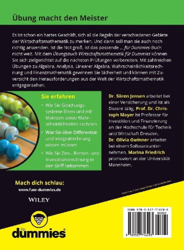 Buchcover und Innenansicht für das Buch: Übungsbuch Wirtschaftsmathematik für Dummies
