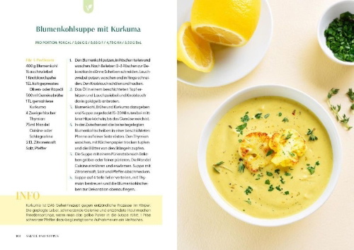 Buchcover und Innenansicht für das Buch: Gesund essen bei Lipödem