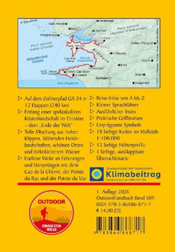 Buchcover und Innenansicht für das Buch: Bretagne: Zöllnerpfad GR 34 von Le Faou bis Audierne