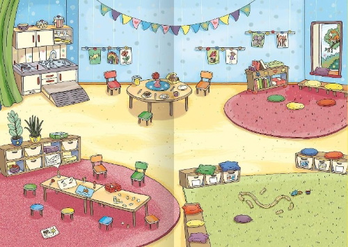 Buchcover und Innenansicht für das Buch: Mein Stickerheft - Kindergarten