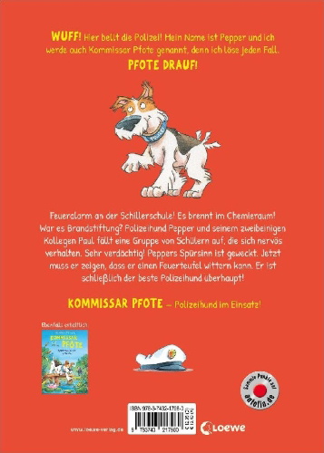 Buchcover und Innenansicht für das Buch: Kommissar Pfote (Band 8) - Jagd nach dem Feuerteufel