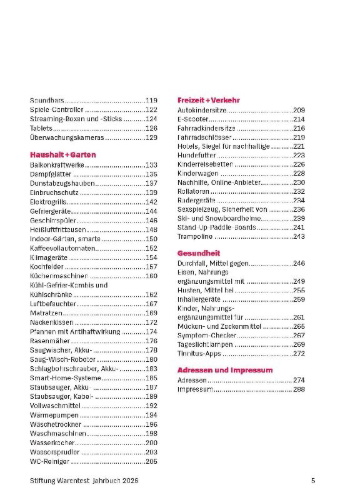Buchcover und Innenansicht für das Buch: Stiftung Warentest Jahrbuch 2026