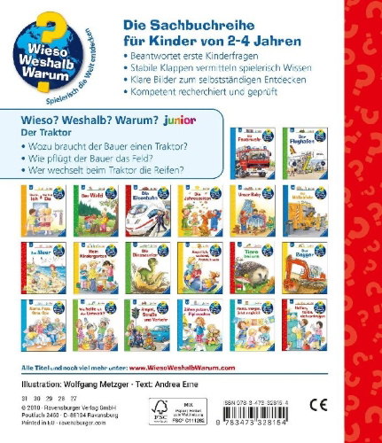 Buchcover und Innenansicht für das Buch: Wieso? Weshalb? Warum? junior, Band 34: Der Traktor