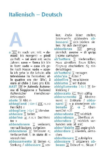 Buchcover und Innenansicht für das Buch: Langenscheidt Universal-Wörterbuch Italienisch