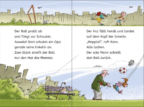 Buchcover und Innenansicht für das Buch: Leseprofis - Voll im Fußballfieber!, 1. Klasse (Doppelband)