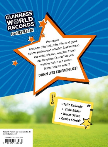 Buchcover und Innenansicht für das Buch: Guinness World Records für Erstleser - Haustiere
