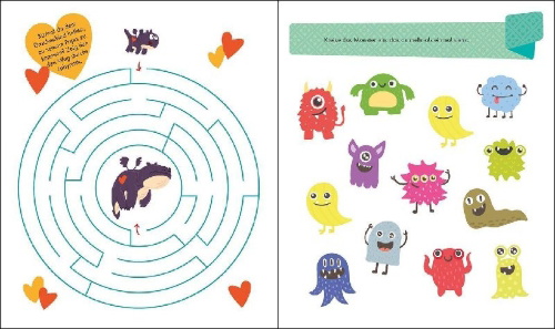 Buchcover und Innenansicht für das Buch: Mon cahier de jeux - Les monstres (OT)
