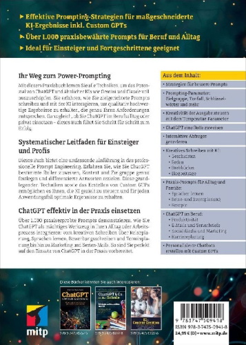 Buchcover und Innenansicht für das Buch: ChatGPT Power-Prompting