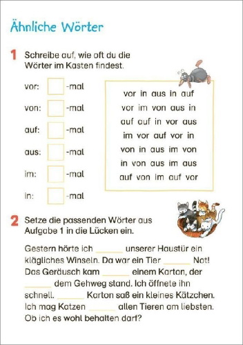Buchcover und Innenansicht für das Buch: Fit für Deutsch 2. Klasse. Mein 5-Minuten-Block