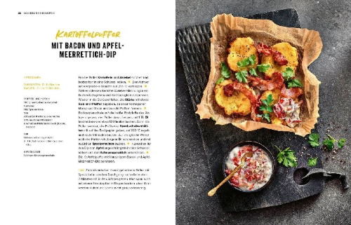 Buchcover und Innenansicht für das Buch: Airfryer-Blitzrezepte