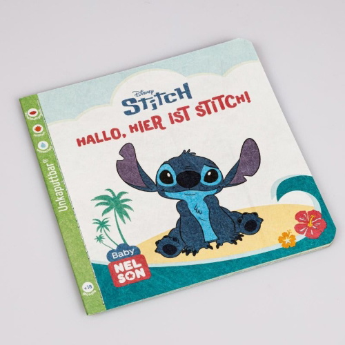 Buchcover und Innenansicht für das Buch: Disney: Baby Nelson (unkaputtbar) 7: Disney - Hallo, hier ist Stitch!