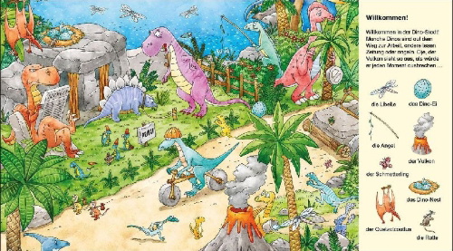 Buchcover und Innenansicht für das Buch: Suche und finde! - Dinos