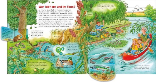 Buchcover und Innenansicht für das Buch: BOOKii® WAS IST WAS Kindergarten Tiere und Pflanzen am Wasser