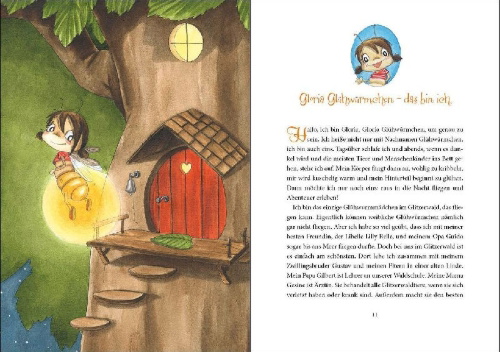 Buchcover und Innenansicht für das Buch: Gloria Glühwürmchen (Band 5) - Vorlesegeschichten für funkelnde Träume