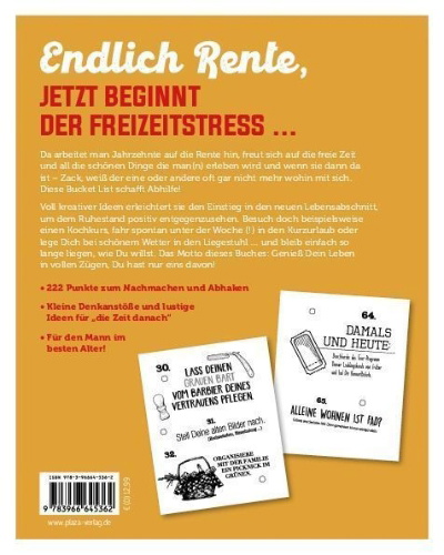 Buchcover und Innenansicht für das Buch: Die Bucket List für Rentner