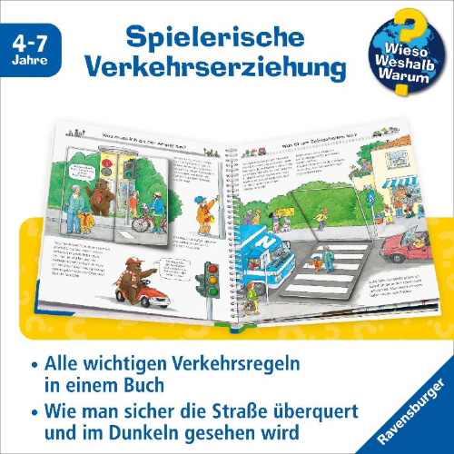Buchcover und Innenansicht für das Buch: Wieso? Weshalb? Warum?, Band 5: Pass auf im Straßenverkehr