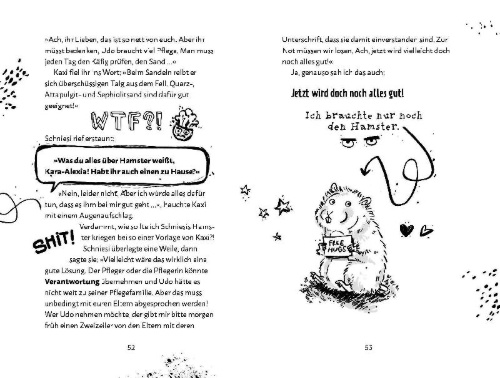 Buchcover und Innenansicht für das Buch: Kathas Katastrophen - Mein Leben zwischen Knochenjob und Hamsterflop