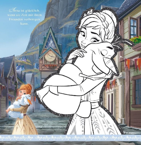 Buchcover und Innenansicht für das Buch: Disney Die Eiskönigin 2: Mein Glitzer-Malblock