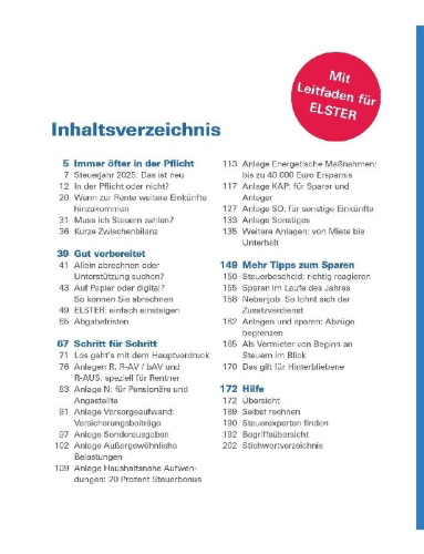 Buchcover und Innenansicht für das Buch: Steuererklärung 2025/2026 - Rentner, Pensionäre