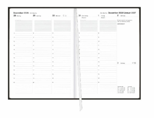 Buchcover und Innenansicht für das Buch: Terminer A6, Leder schwarz 2027