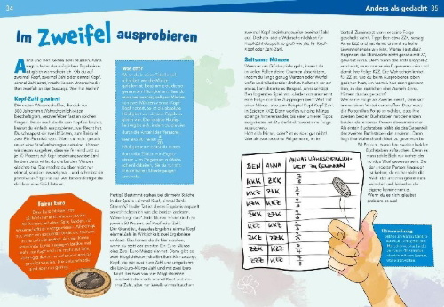 Buchcover und Innenansicht für das Buch: WAS IST WAS Naturwissenschaften easy! Mathe. Purer Zufall? Wahrscheinlichkeiten und Glück berechnen