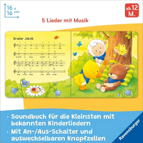Buchcover und Innenansicht für das Buch: ministeps: Hör rein, sing mit! Erste Kinderlieder zum Anhören.