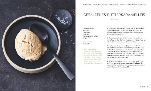 Buchcover und Innenansicht für das Buch: Eis, Sorbets & Frozen Joghurts