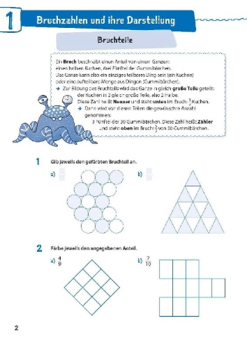 Buchcover und Innenansicht für das Buch: Mathe in 15 Min - Brüche 5./6. Klasse