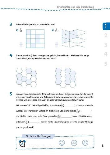 Buchcover und Innenansicht für das Buch: Mathe in 15 Min - Brüche 5./6. Klasse