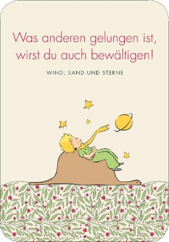 Buchcover und Innenansicht für das Buch: Der Kleine Prinz. 50 Glückskärtchen für jeden Tag