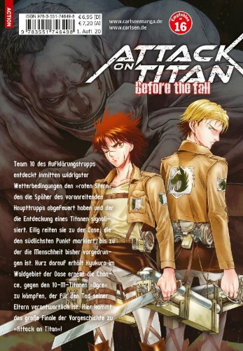Buchcover und Innenansicht für das Buch: Shingeki no Kyojin - Before the Fall