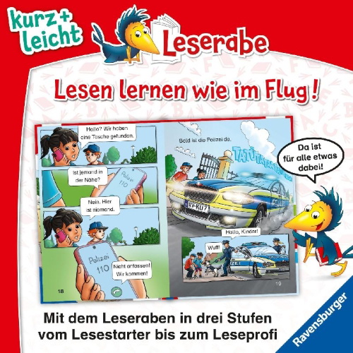 Buchcover und Innenansicht für das Buch: Leserabe 1. Lesestufe Kurz und leicht - Diebe im Park - Eine Polizei-Geschichte