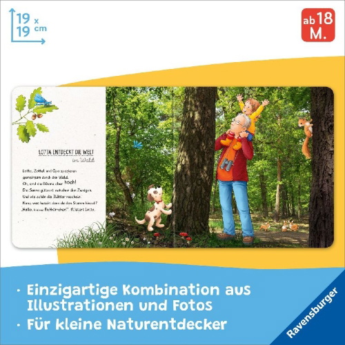 Buchcover und Innenansicht für das Buch: Lotta entdeckt die Welt: Im Wald