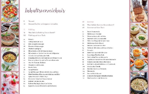 Buchcover und Innenansicht für das Buch: Emmi kocht einfach: 85 Rezepte für das ganze Jahr