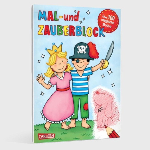 Buchcover und Innenansicht für das Buch: Mal- und Zauberblock: Malblock mit über 100 magischen Motiven