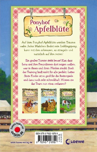 Buchcover und Innenansicht für das Buch: Ponyhof Apfelblüte (Band 23) - Lotte gibt nicht auf