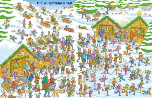 Buchcover und Innenansicht für das Buch: Mein Christkind-Wimmelbuch